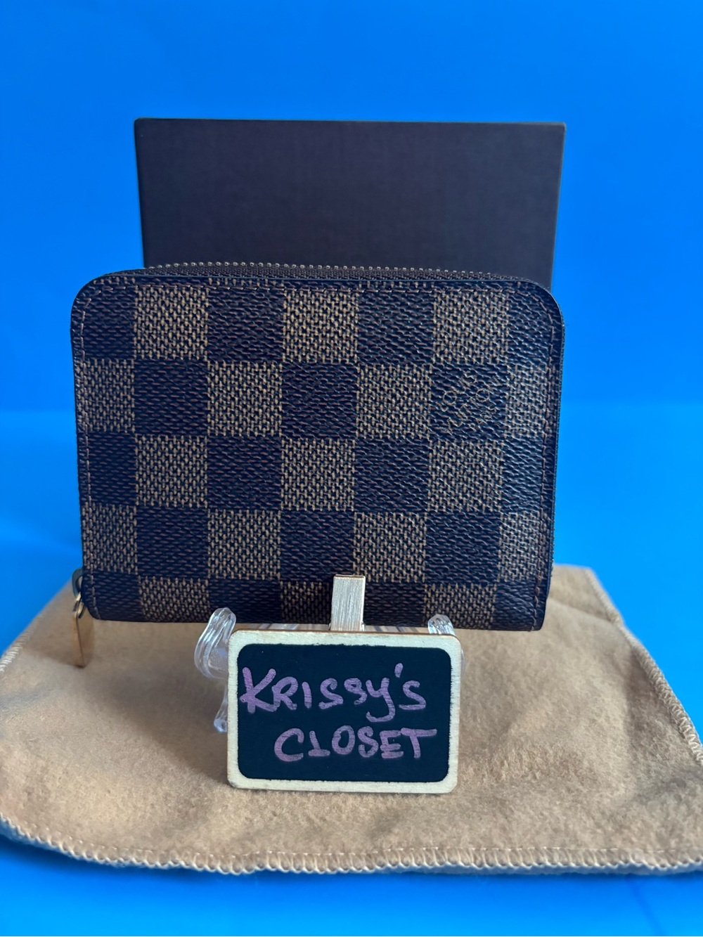 💟 Louis Vuitton Damier Ebene Compact Zippy Card Coun Case Complete Set Inclusion